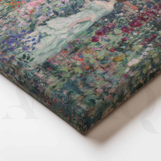 Impressionist Garden Woman Canvas Artwork for Stylish Bedroom