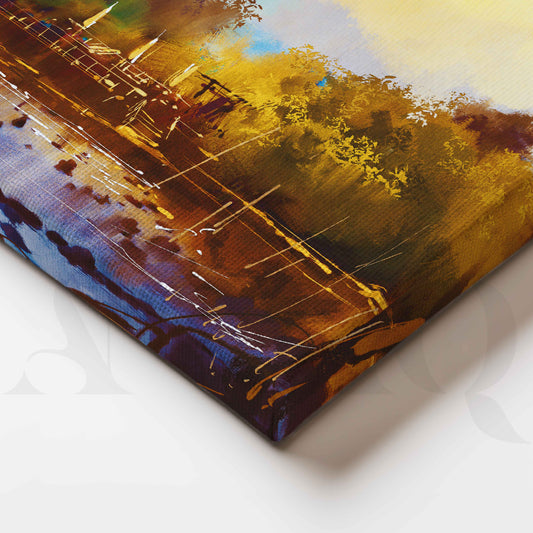 Serene Riverside Boat Canvas Artwork