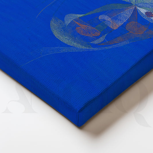 Bold Blue Abstract Face Canvas Artwork for Living Room