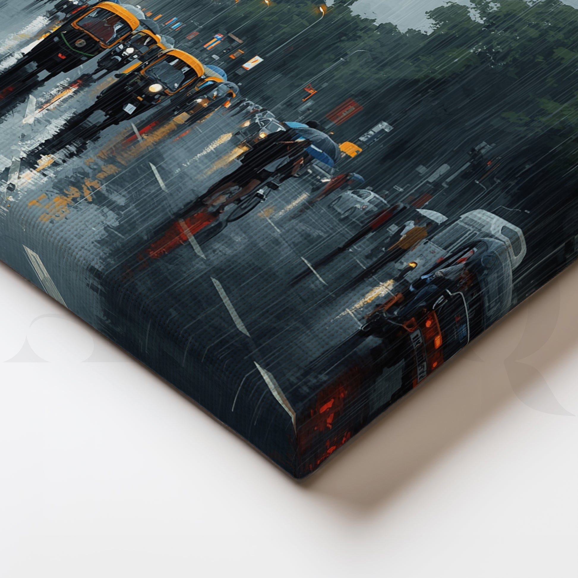 Rainy India Gate Street Canvas Artwork for Living Room