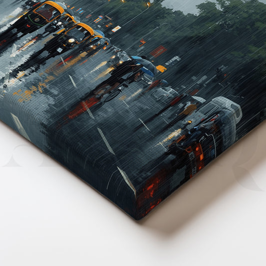 Rainy India Gate Street Canvas Artwork for Living Room