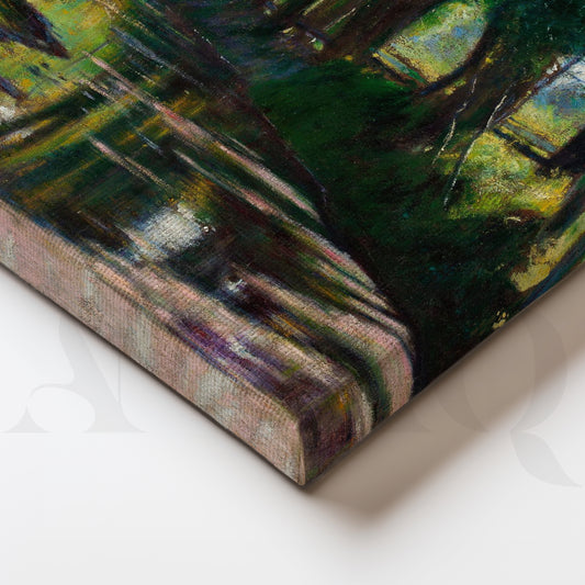 Sunlit River Reflection Landscape Canvas Artwork for Office Wall