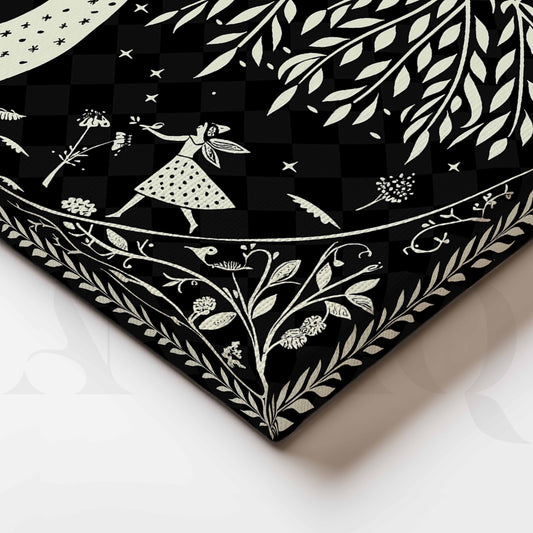 Close-up Detail Tribal Tree of Life Black & White Wall Artwork