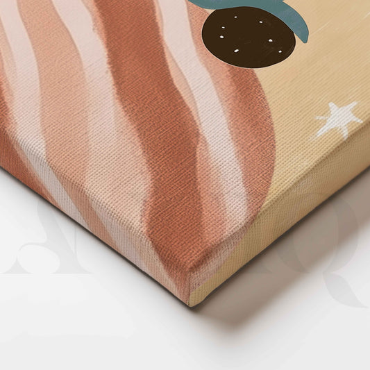 Cute Astronaut Tiger Riding Scooter in Space Kids Room Canvas Artwork