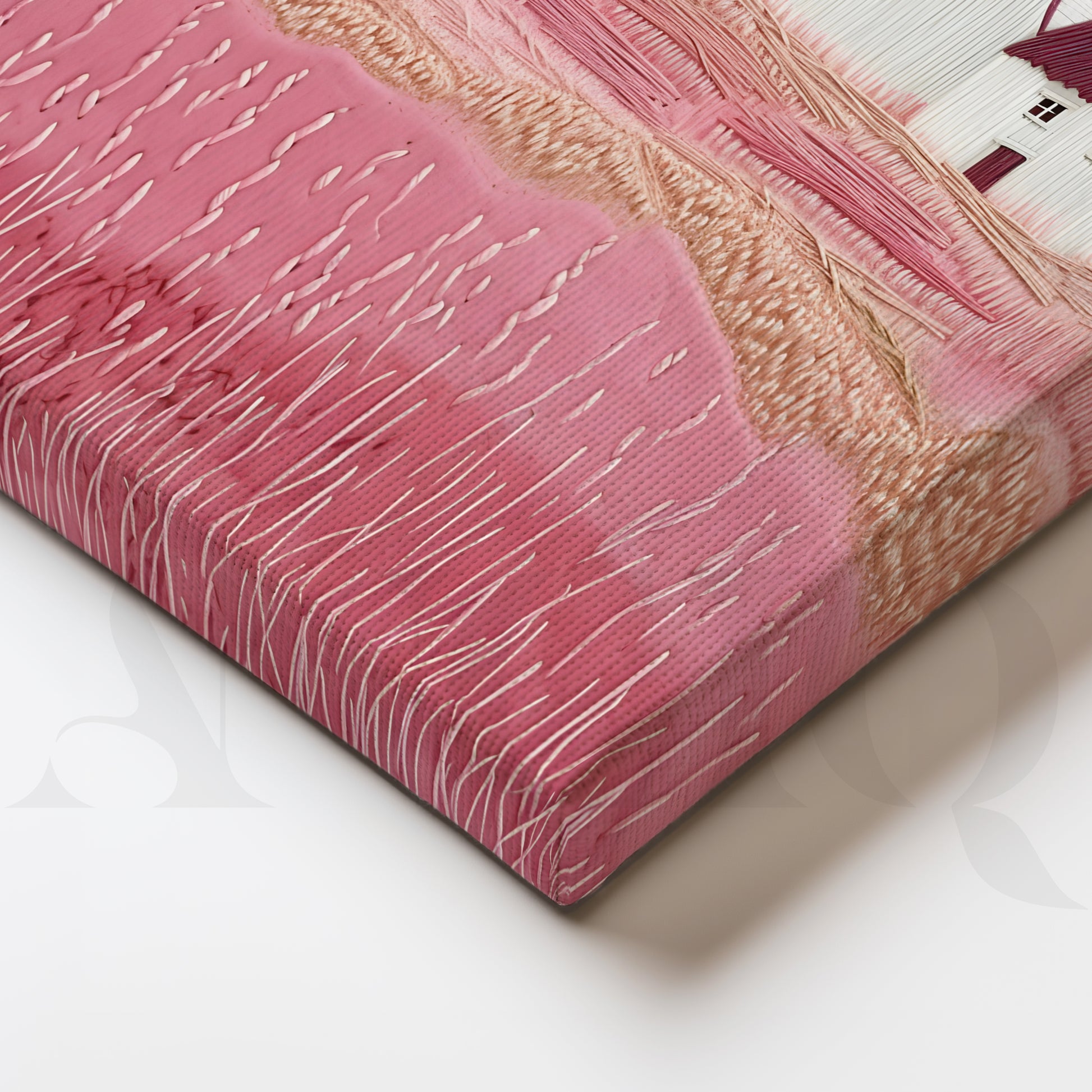 Countryside Houses Textured Canvas Artwork for Stylish Bedroom