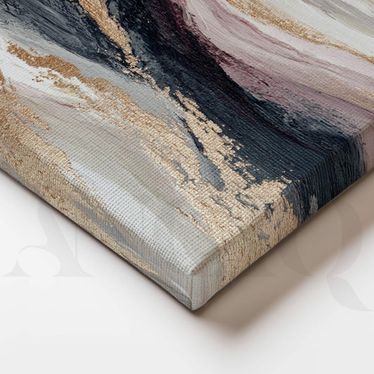 Blush, Charcoal and Gold Abstract Canvas Artwork