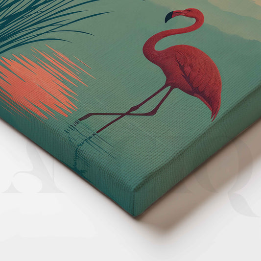 Minimalist Flamingo Sunset Canvas Artwork
