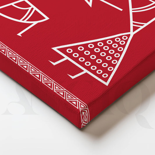 Close-up Detail Minimal Warli Tribal Couple Artwork
