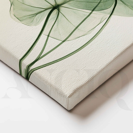 Translucent Sage Green Tropical Leaves Minimalist Canvas Artwork