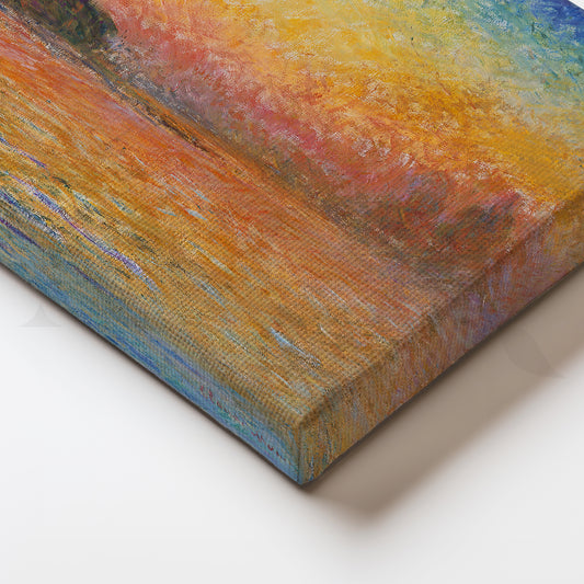 Venetian Sunset Glow Canvas Painting for Dining Room Statement Wall