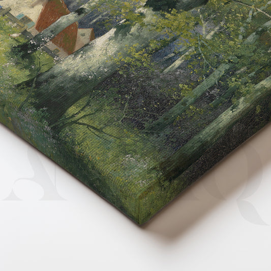 Forest Path to Cottage Canvas Artwork for Bedroom