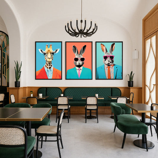 Whimsical Bunny & Giraffe Wall Poster