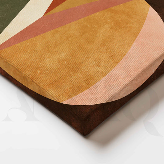Mustard Ochre and Terracotta Angular Geometric Abstract Canvas Artwork