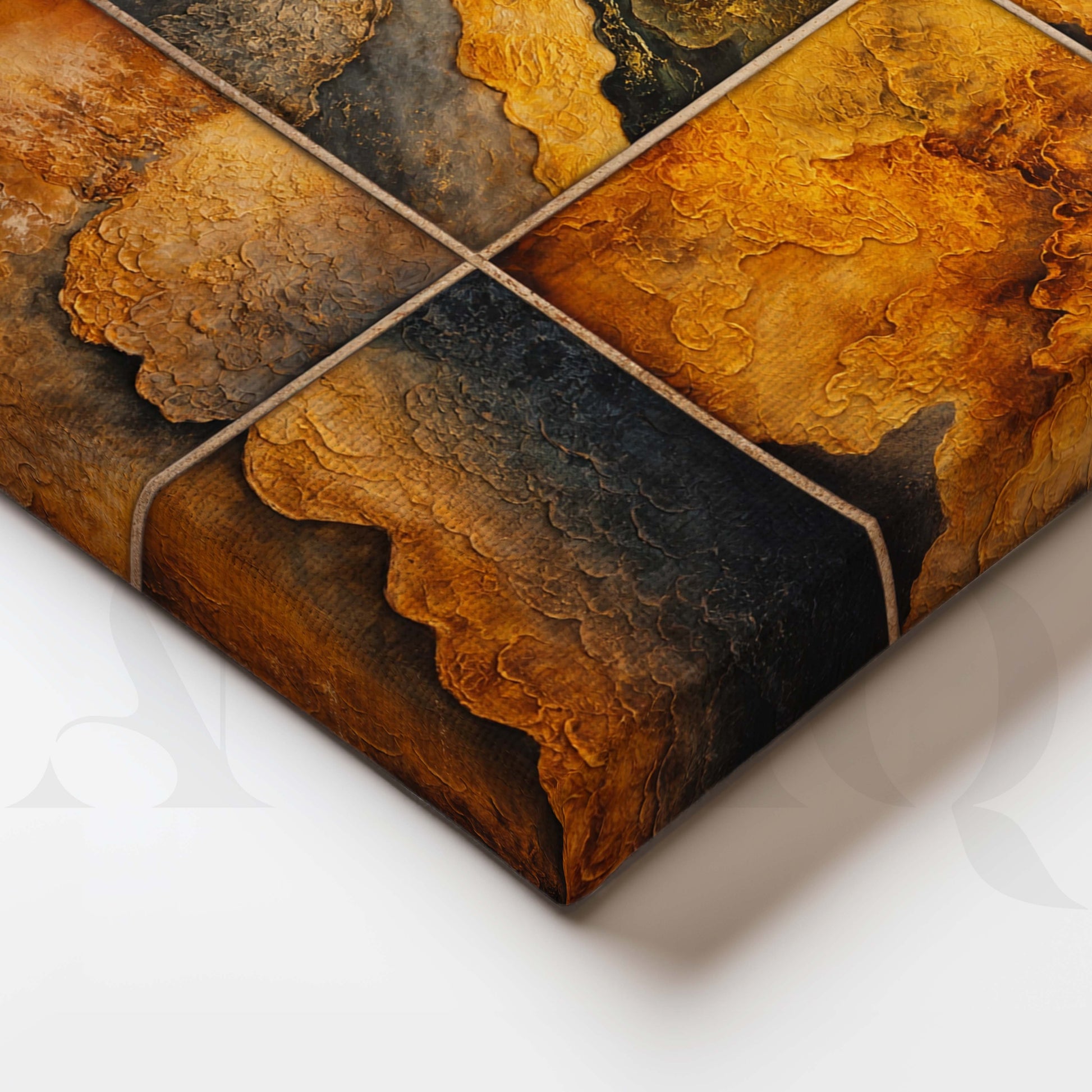 Golden Earth Abstract Texture Canvas Artwork for Living Room