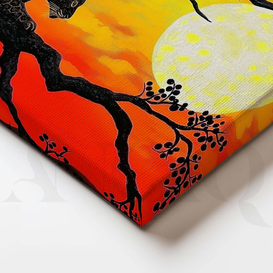 Leopard Under Moon Canvas Artwork