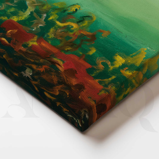 Moody Green Landscape Canvas Artwork