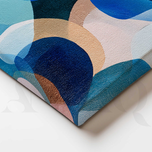 Modern Blue and Teal Geometric Abstract Canvas Artwork