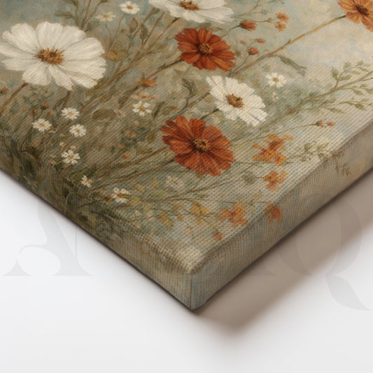 Vintage Wildflower Meadow Gallery Wall – Set of 3 Floral Artworks - 18 x 24 Inches for Office/Study Room