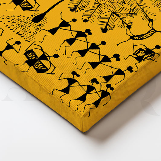 Warli Whimsy Canvas Wall Painting
