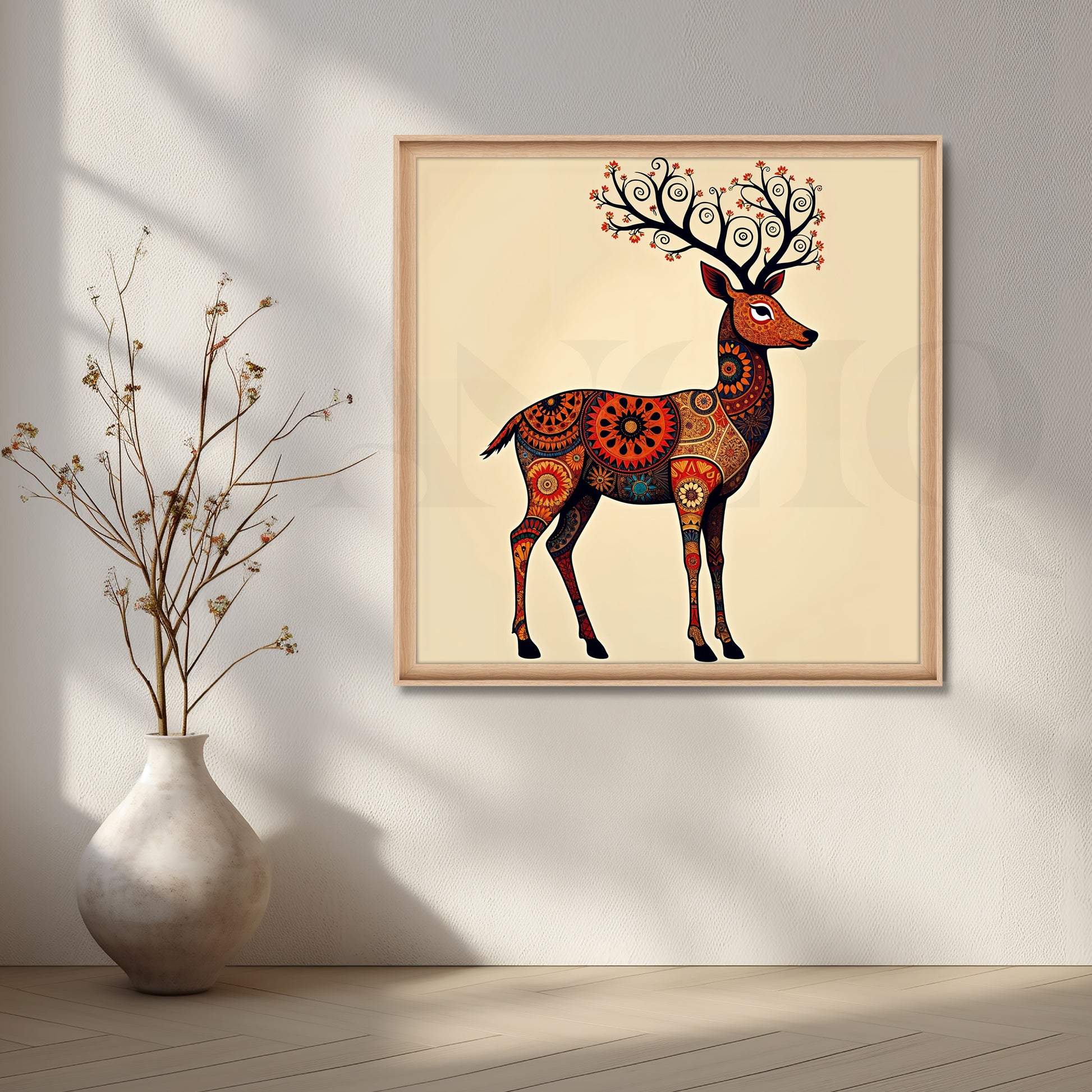 Mandala Stag Canvas Artwork for Living Room