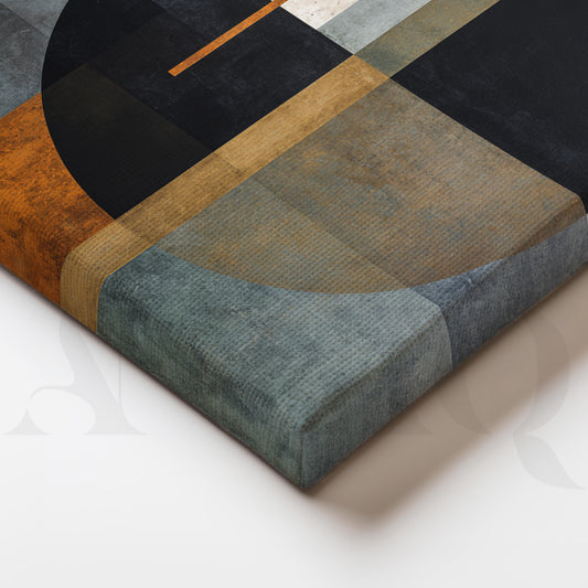 Geometric Black, Grey and Rust Abstract Canvas Artwork