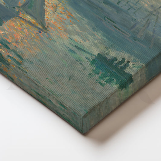 Harbor Glow Impressionist Sailboats Canvas for Dining Room