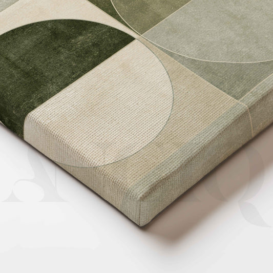 Sage Green Geometric Circles Minimalist Abstract Canvas Artwork