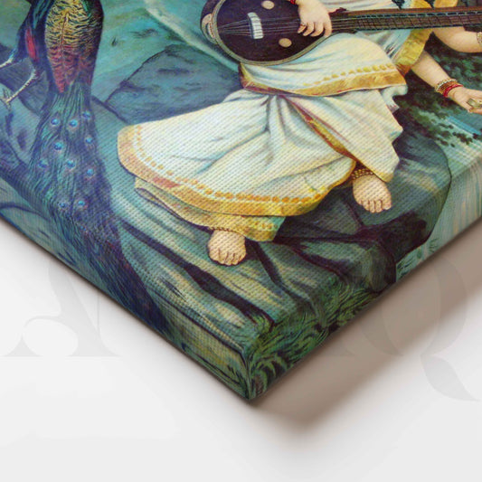 Goddess Saraswati by Raja Ravi Varma Canvas Artwork