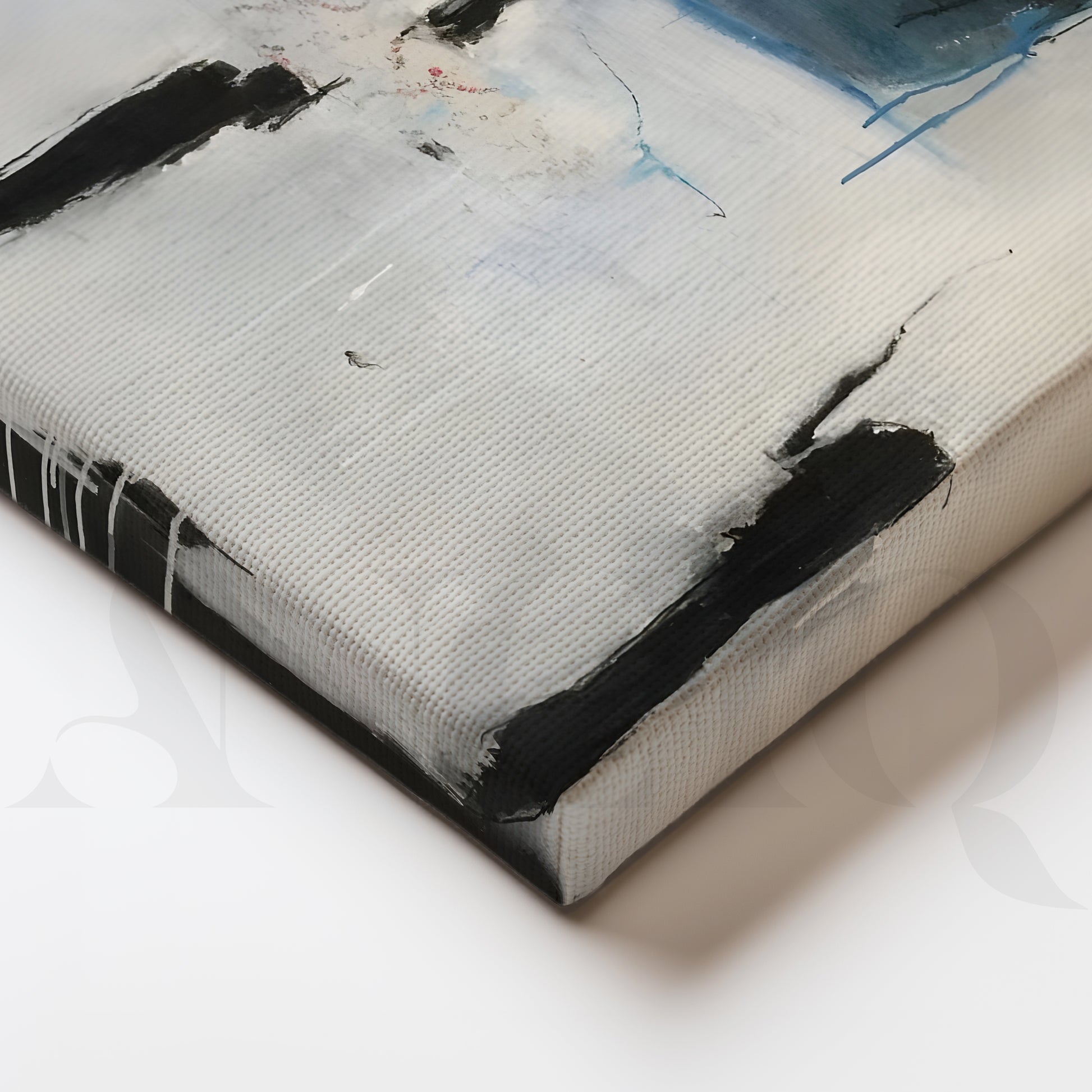 Moody Blue and Grey Figurative Abstract Artwork for Living Room