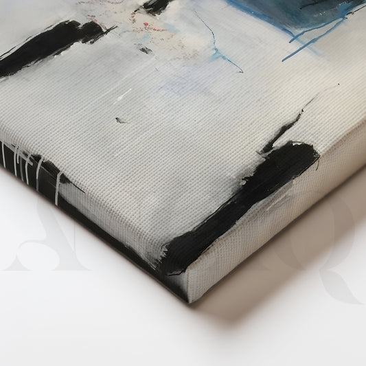 Moody Blue and Grey Figurative Abstract Artwork for Living Room