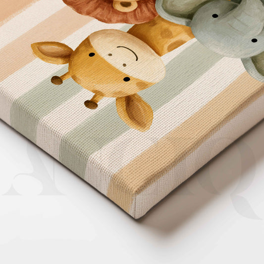 Cute Safari Jungle Animals Kids Room Canvas Artwork