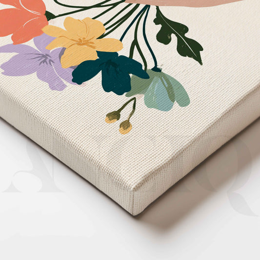 A Handful of Blooms – Minimalist Boho Floral Canvas Artwork