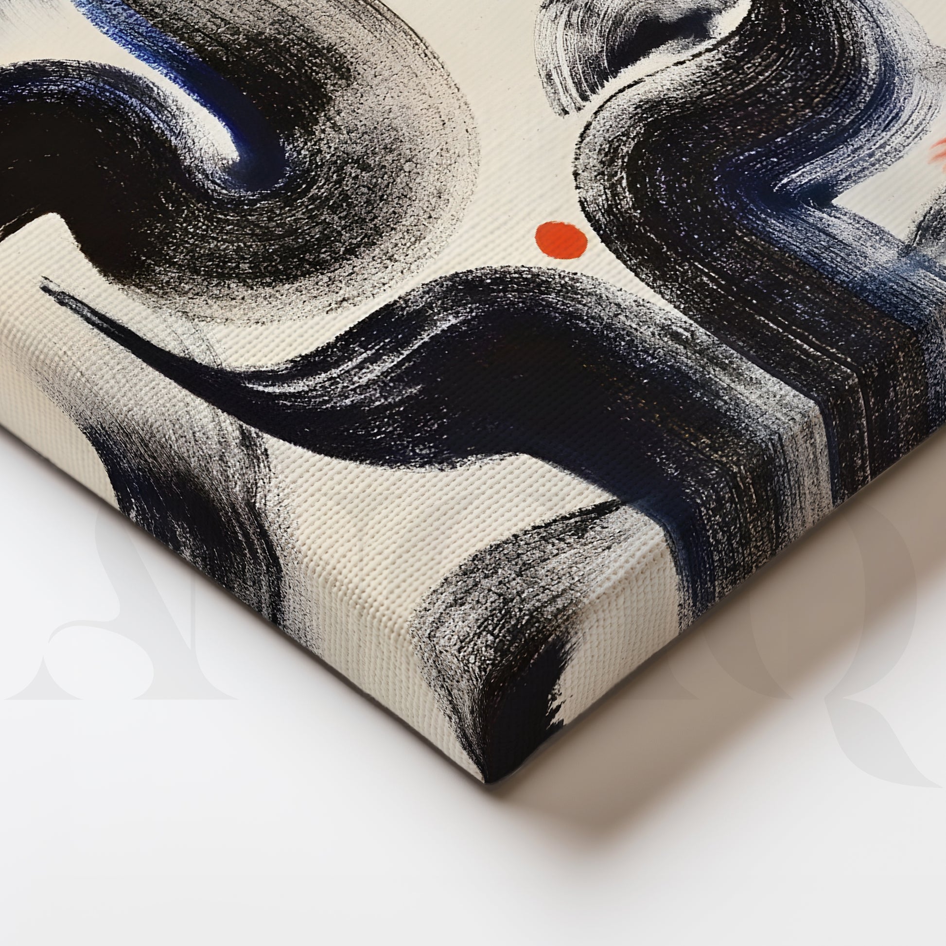 Modern Black Brushstroke Canvas Artwork for Living Room