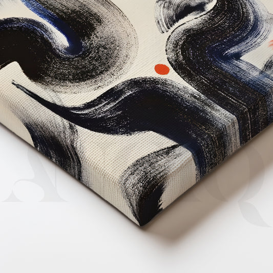 Modern Black Brushstroke Canvas Artwork for Living Room