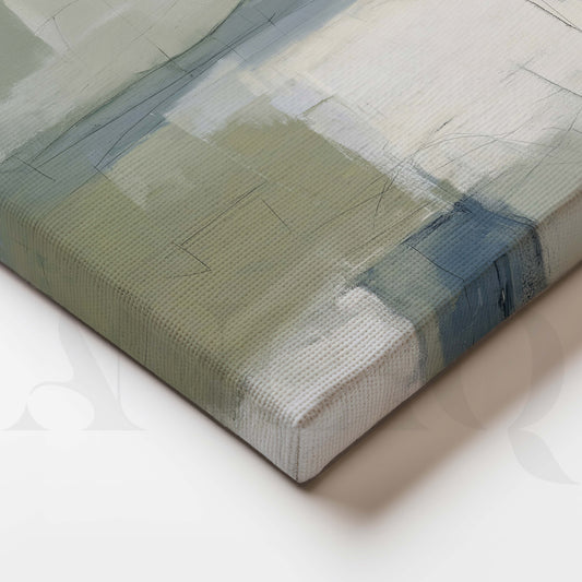 Soft Sage and Blue Abstract Canvas Artwork