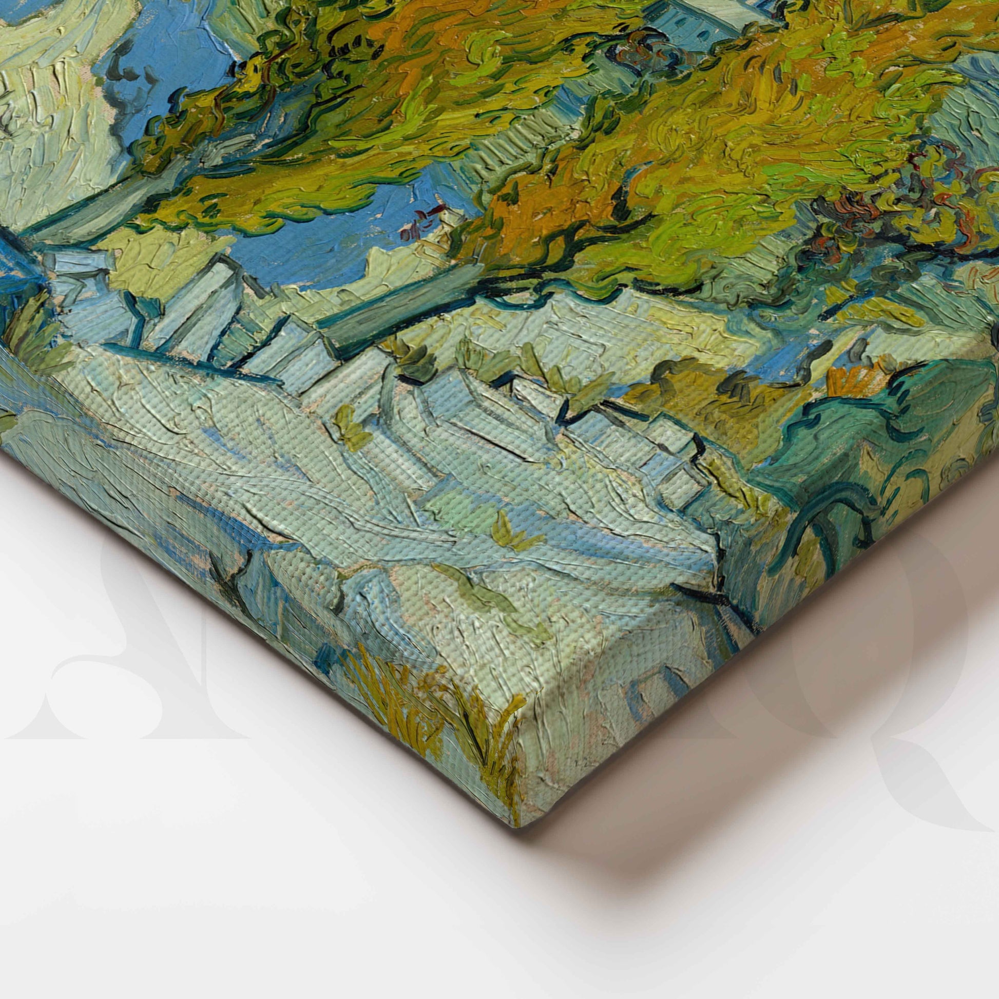 Impressionist Cypress Trees Landscape Canvas Artwork for Living Room
