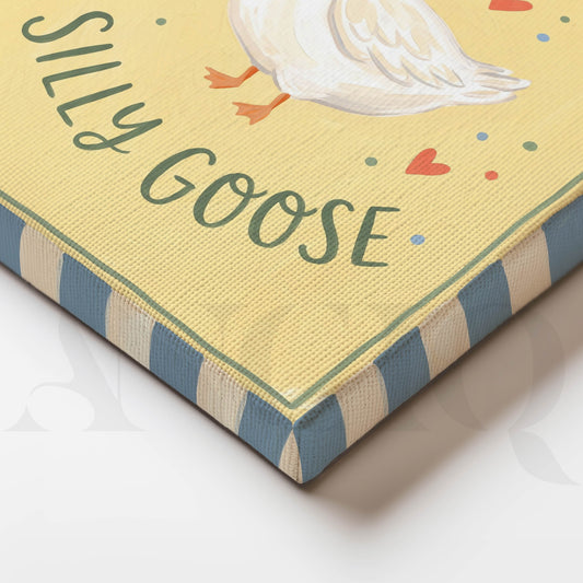 Silly Goose Cute Duck Nursery Wall Art Canvas Artwork