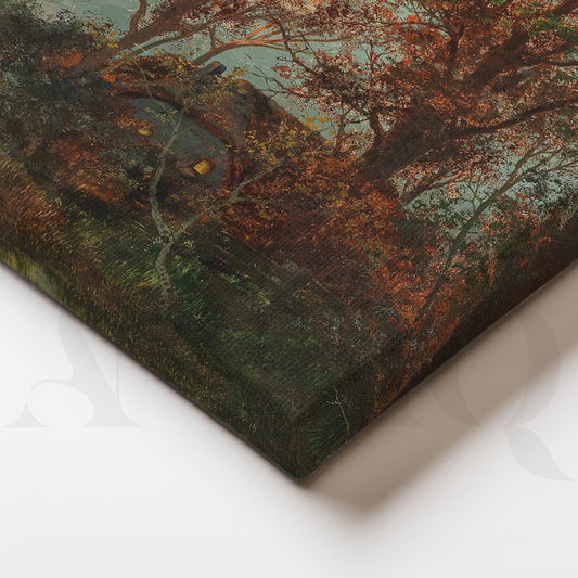 Autumn Forest Stream Canvas Artwork for Living Room Décor