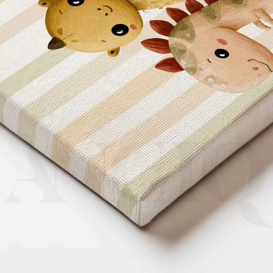 Cute Baby Dinosaurs Pastel Jurassic Kids Room Canvas Artwork