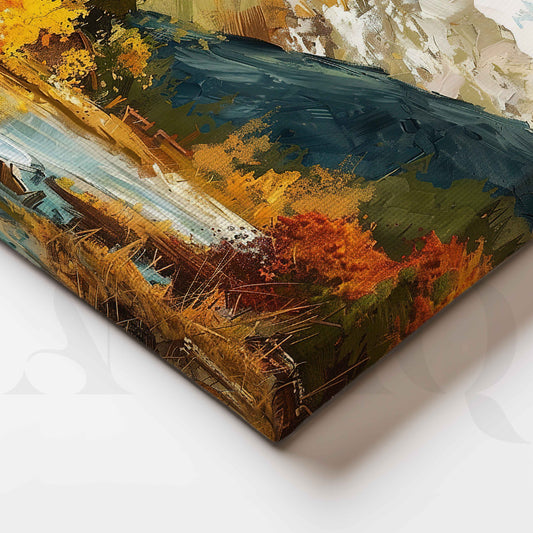 Snow Mountain Cabin Canvas Artwork