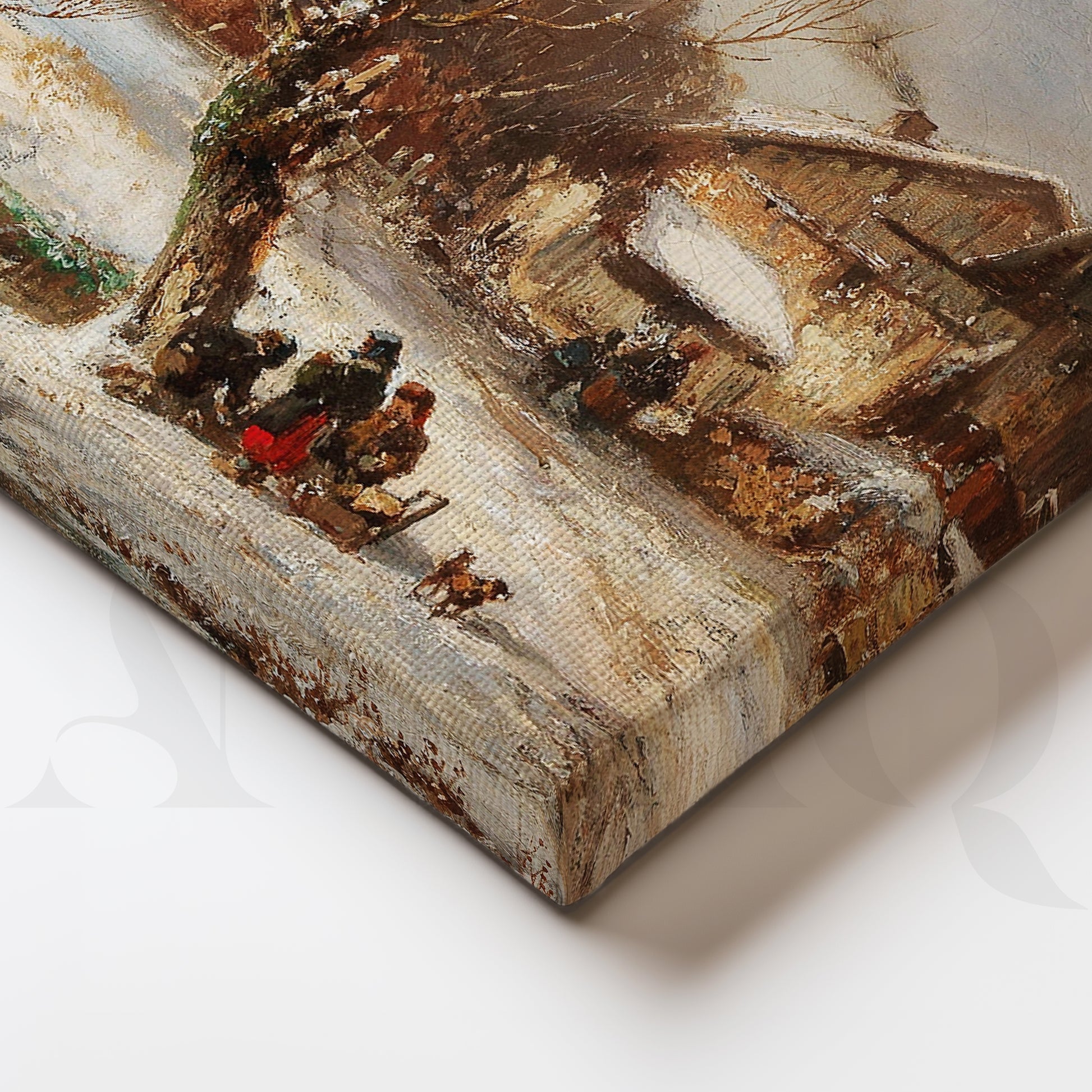 Winter Village Countryside Gallery Wall – Set of 3 Vintage Landscape Artworks - 18 x 24 Inches for Stylish Bedroom