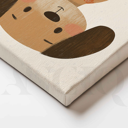 Cute Puppy Holding Flowers Whimsical Kids Room Canvas Artwork