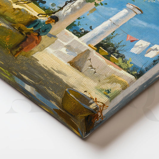 Sunlit Courtyard Canvas Artwork (Ready to Ship)