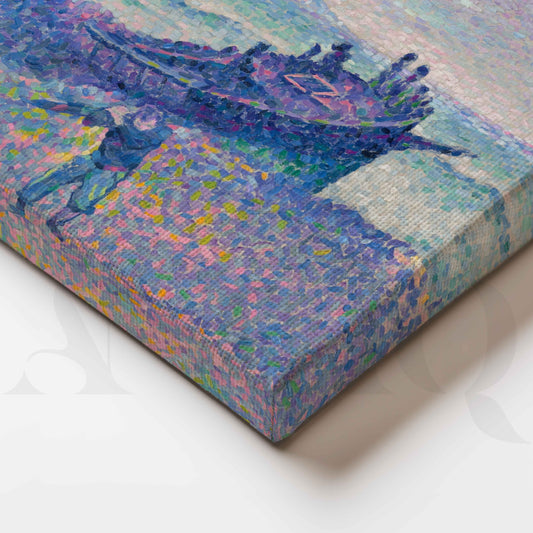 Serene Lakeside Boat Canvas Artwork for Bedroom Decor