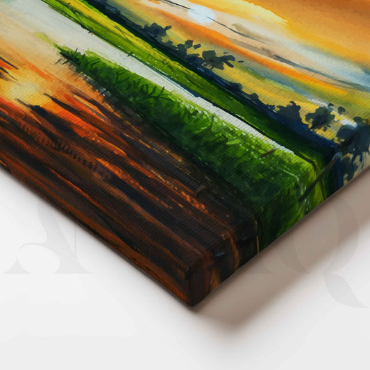 Sunset River Landscape Canvas Artwork