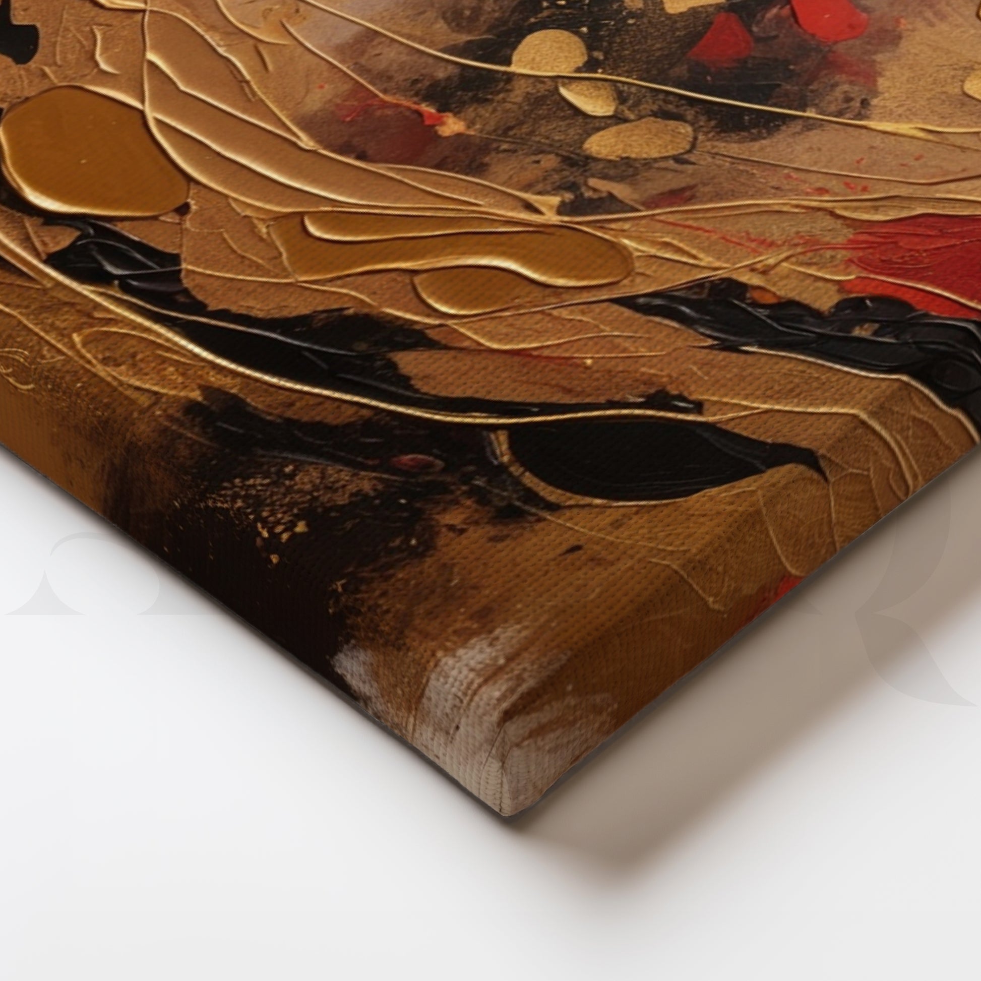 Luxury Gold Abstract Textured Canvas Artwork for Living Room