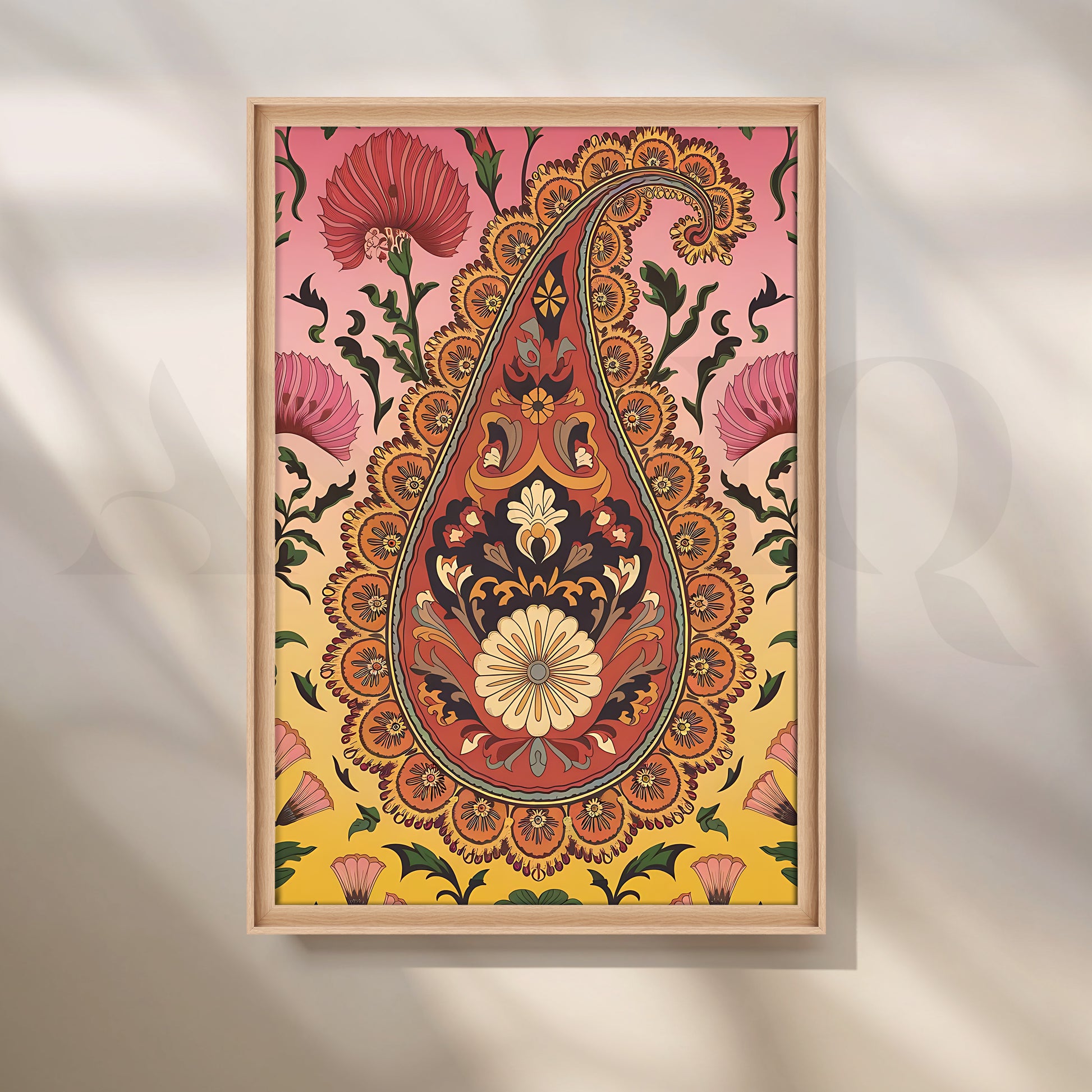 Regal Paisley Bloom Canvas Artwork for Stylish Bedroom