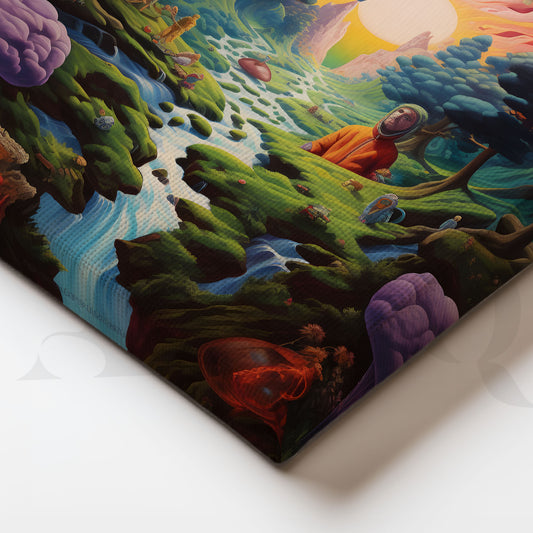 Close-up Detail Cosmic Sunrise Cascade Canvas Artwork (Ready to Ship)