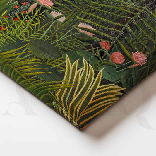 Tropical Jungle Landscape Folk Art Canvas Artwork