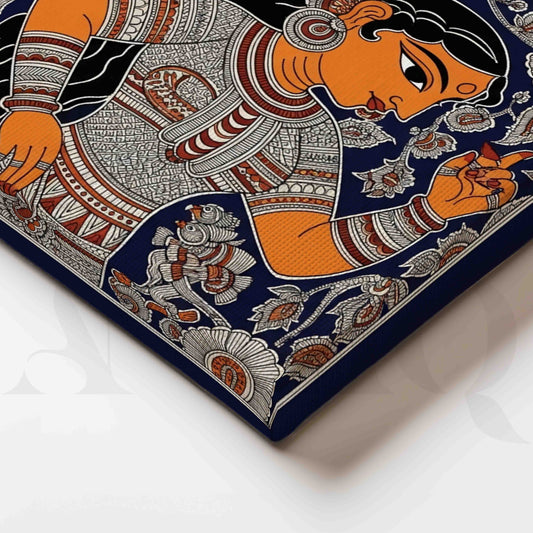 Traditional Indian Woman Madhubani Canvas Artwork